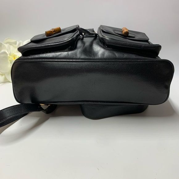 Gucci Black Leather Backpack with Bamboo Accents - Picture 7 of 15